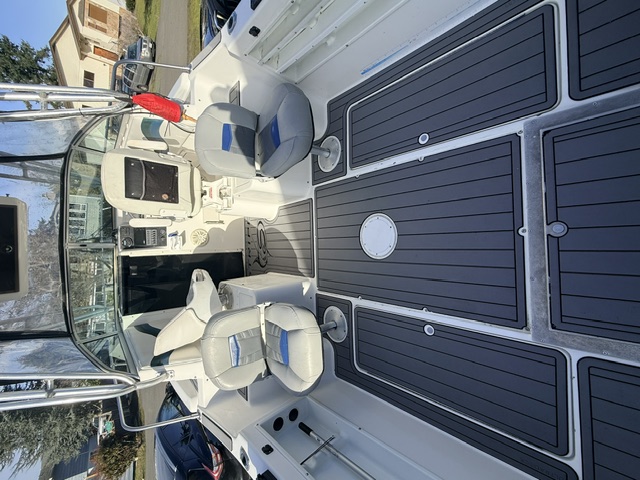 Spacious working deck aboard the charter boat
